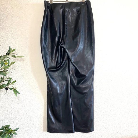Aritzia Wilfred Elaine Pant Wide Leg Flared Vegan Leather Pants Black 8 - Picture 4 of 7